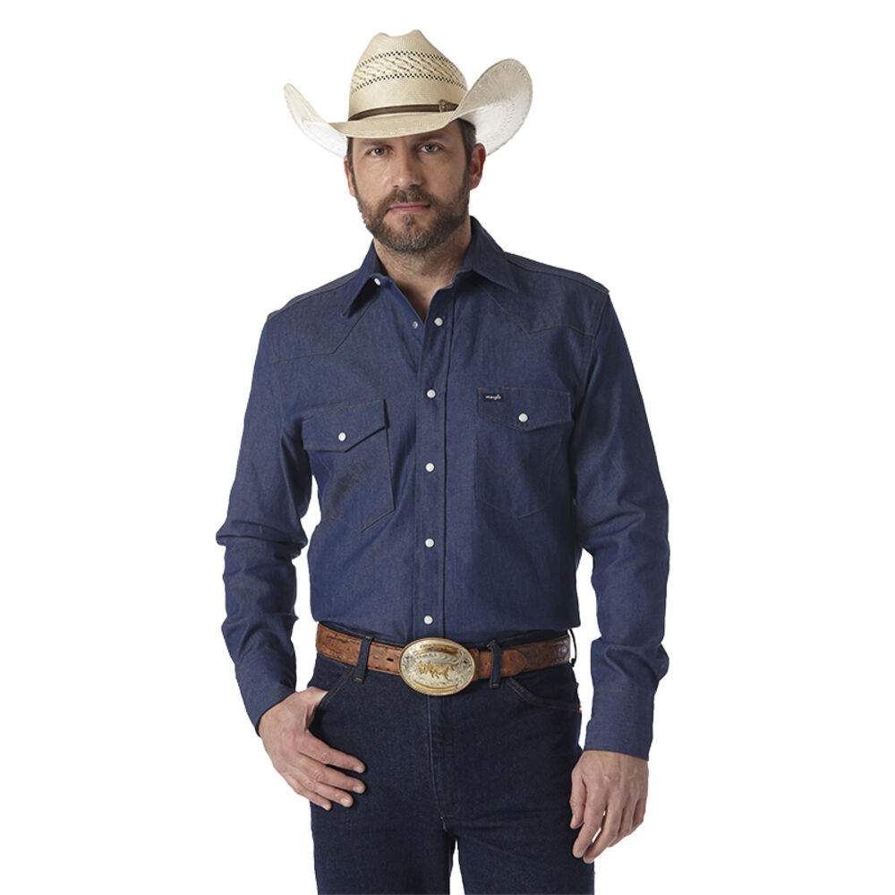 image of Men's Authentic Cowboy Cut Long Sleeve Snap Button Work Shirt