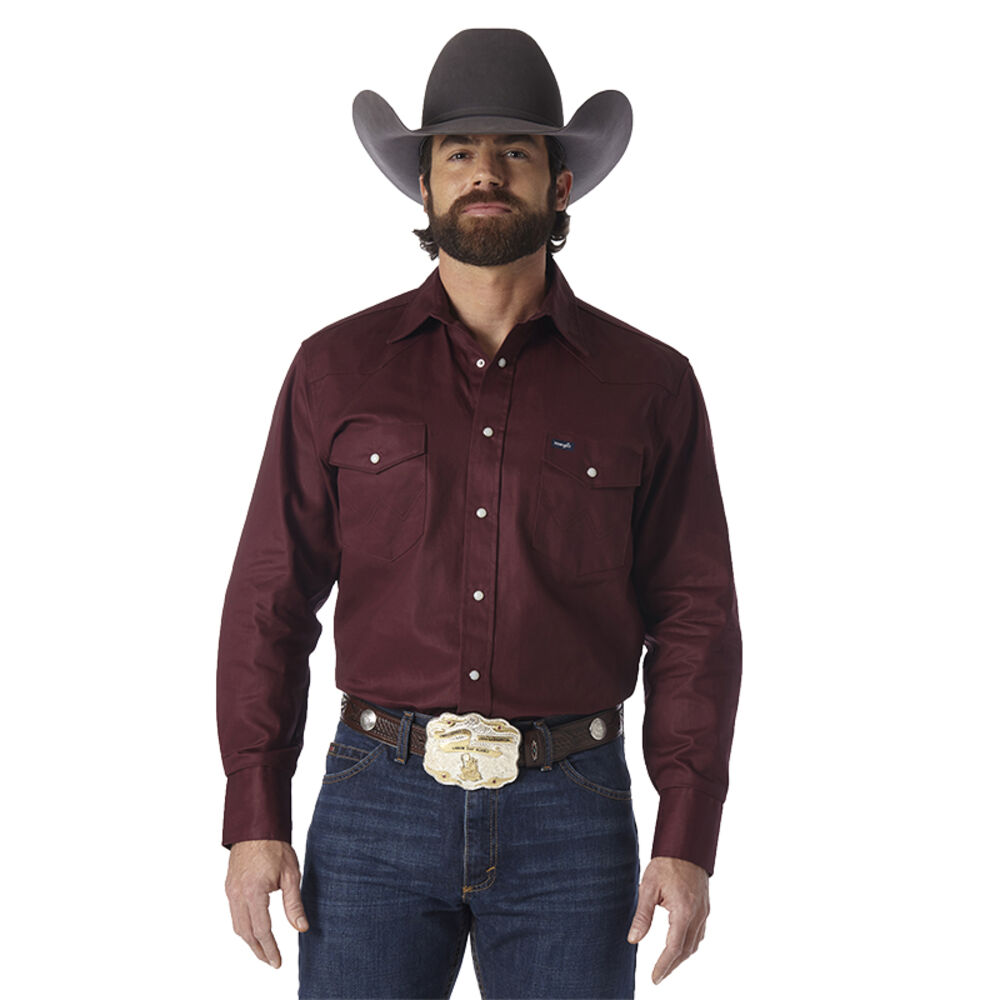 image of Men's Authentic Cowboy Cut Long Sleeve Snap Button Work Shirt