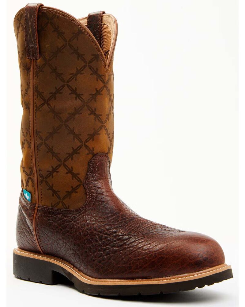 image of Men's 12" Western Work Nano Toe Boot, Brown/Squash