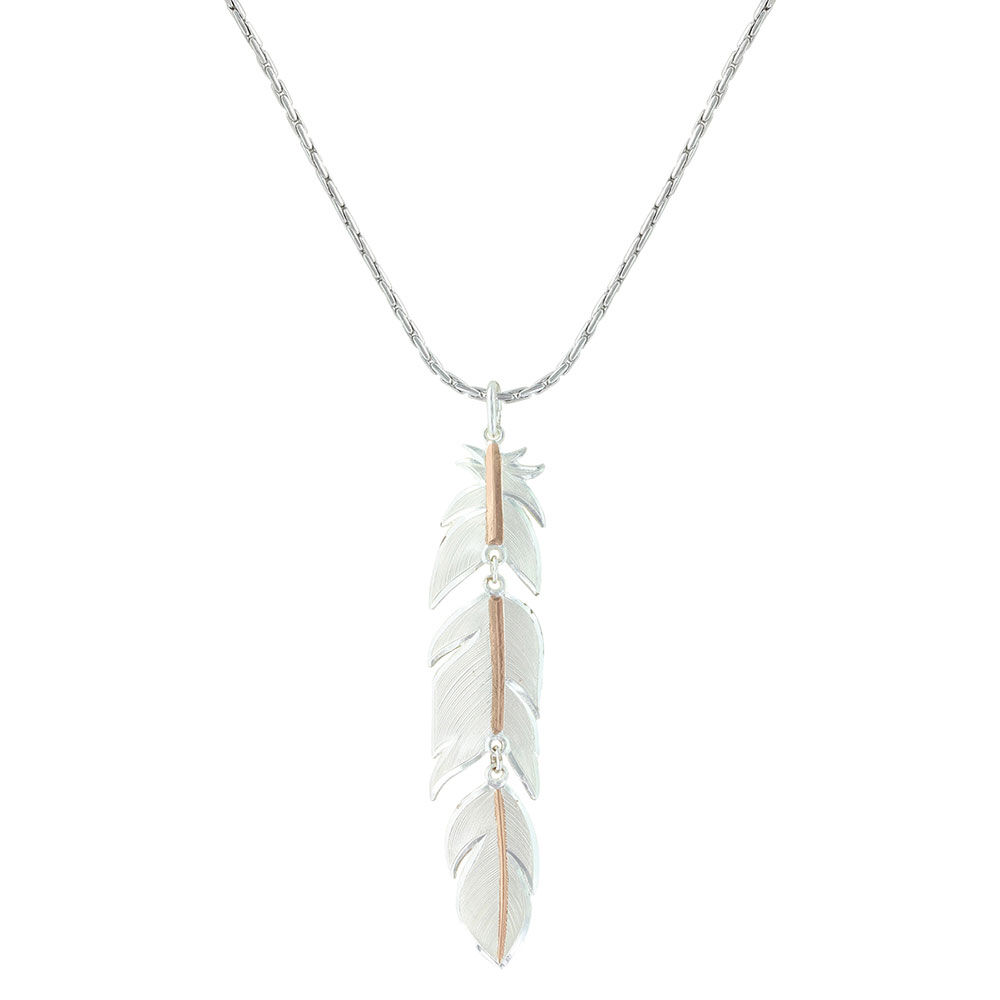 image of Rose Gold Plume Feather Necklace