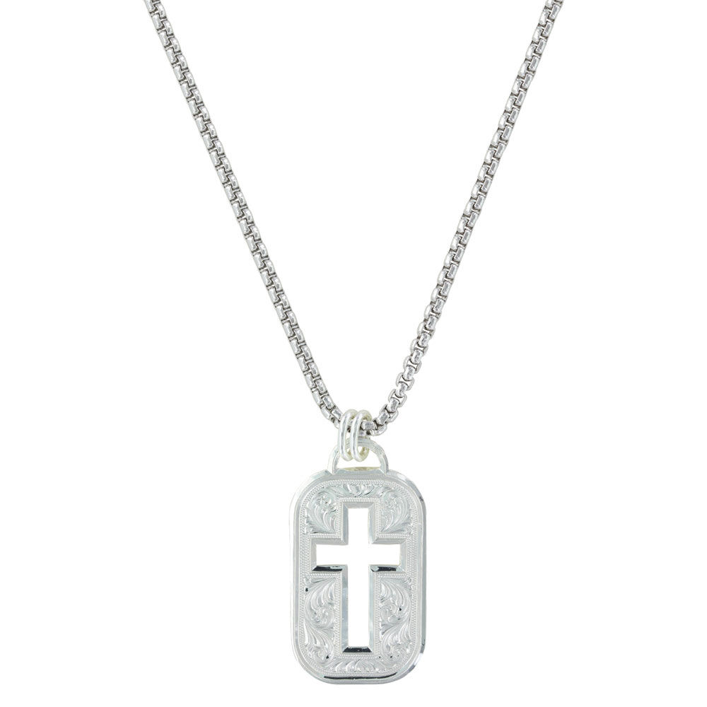 image of Western Lace Cross Cut Out Token Necklace