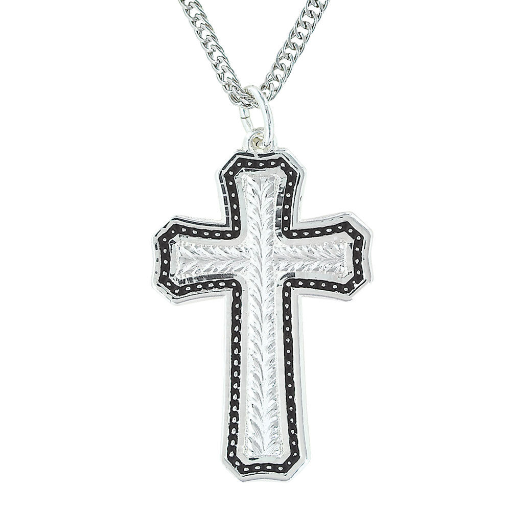 image of Pinpoints and Wheat Cross Necklace