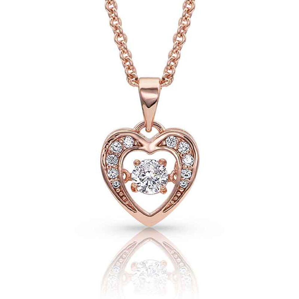 image of Let's Dance a Little Dance Rose Gold Heart Necklace