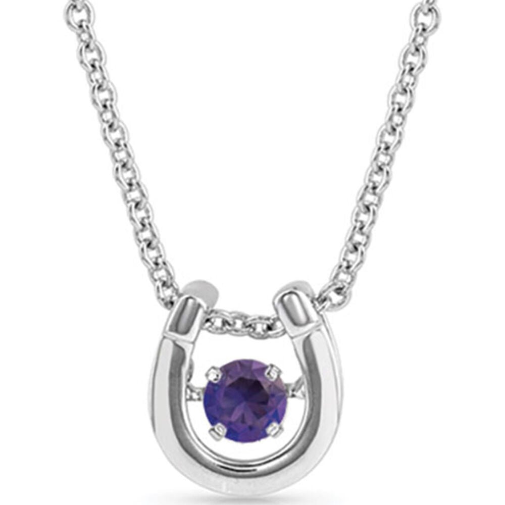 image of Dancing Birthstone Horseshoe Necklace, February