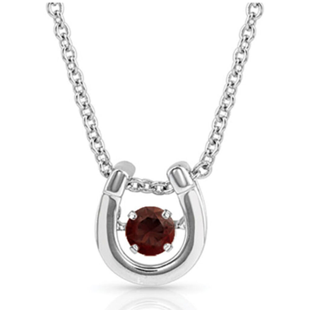 image of Dancing Birthstone Horseshoe Necklace, January