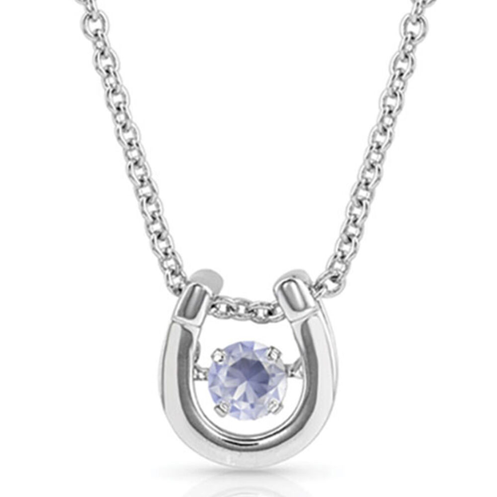 image of Dancing Birthstone Horseshoe Necklace, June