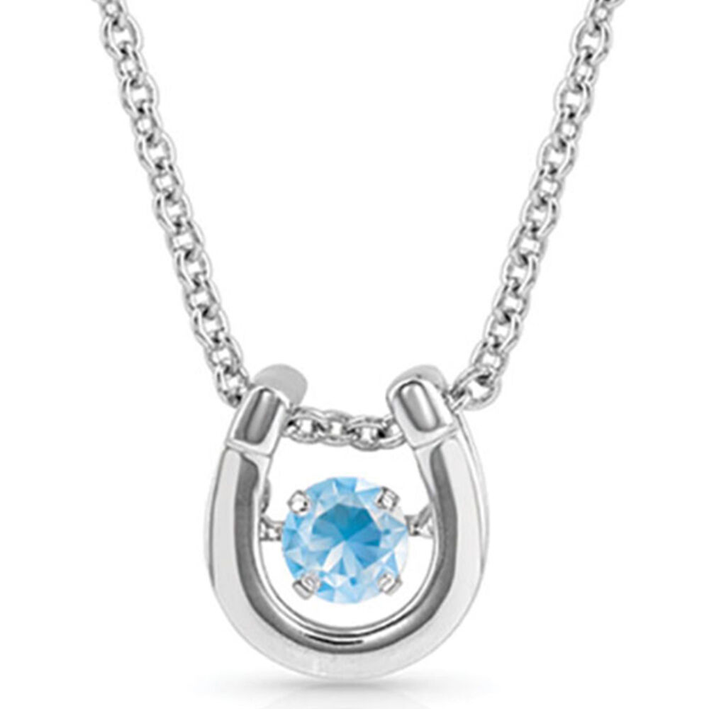 image of Dancing Birthstone Horseshoe Necklace, March