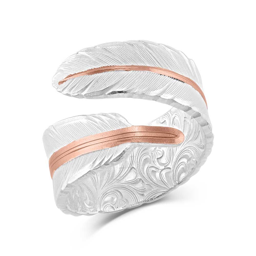 image of Rose Gold Filament Feather Ring