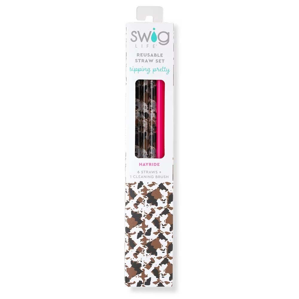 image of Hayride + Hot Pink Reusable Straw Set