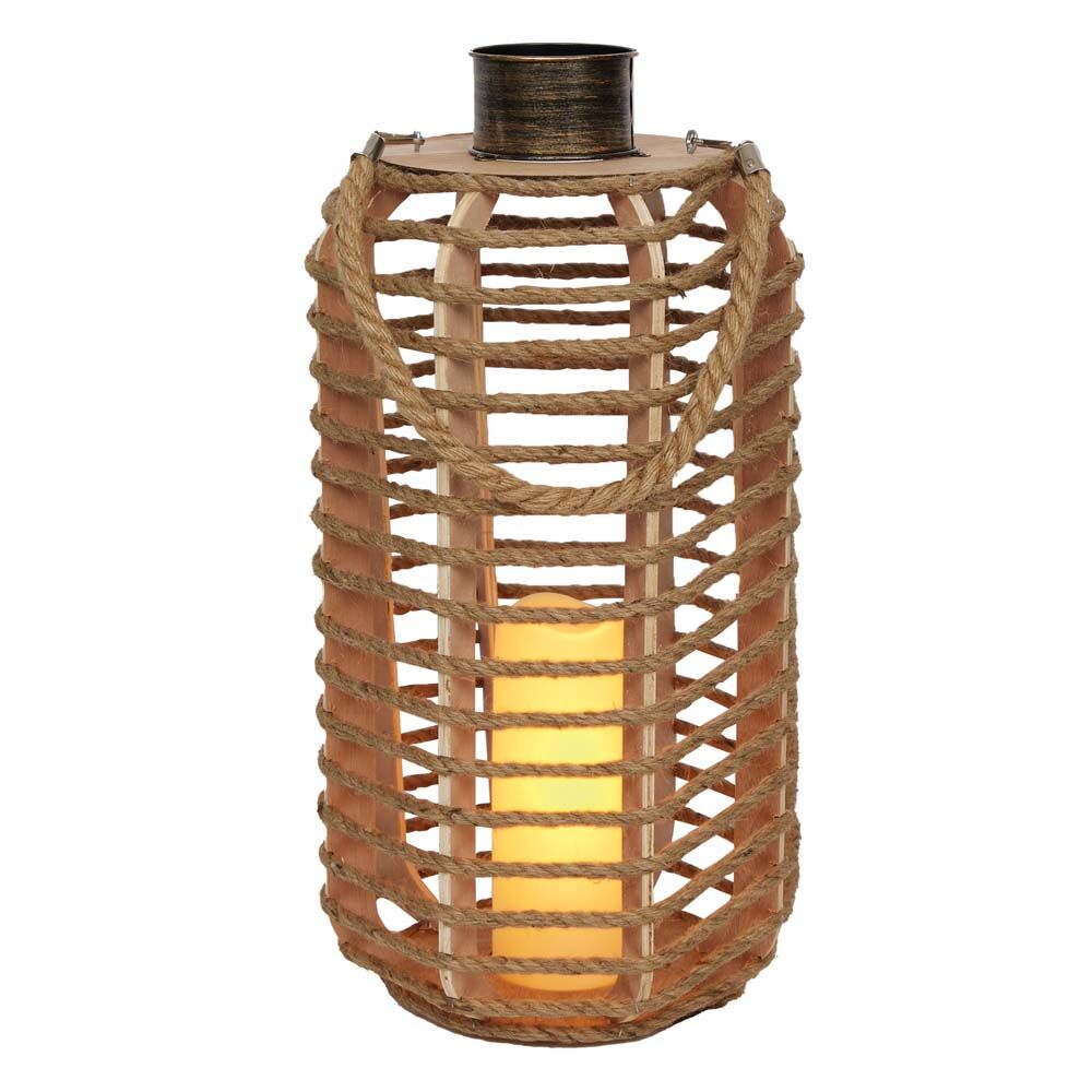 image of Wooden Hemp Rope Lantern Decor